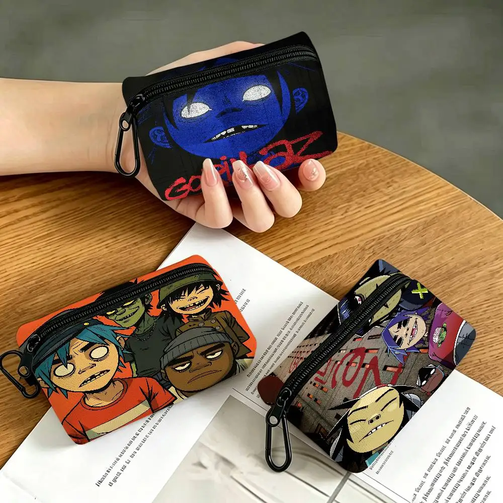 Virtual Singer Gorillaz Band Oxford Fabric Mini Coin Wallet Smooth Zipper Hanging Design Multi-use Small Storage Bag For Travel