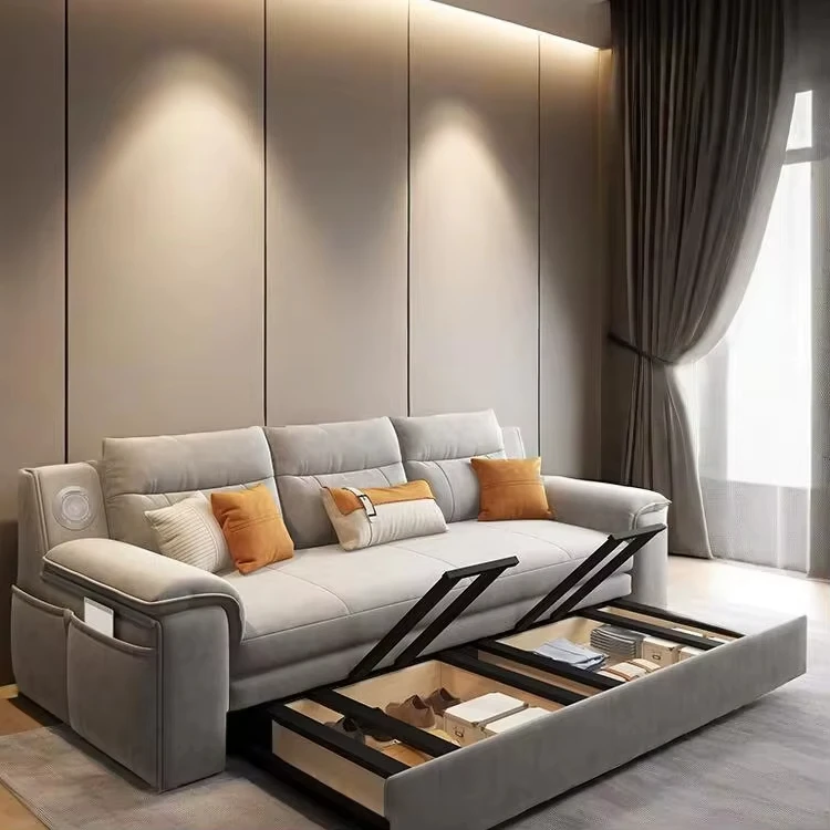 Custom Hidden Day Bed Couch Living Room Extrable Furnisher Sectional Sleeper Pull Out Sofa Cum Bed Cama with Storage Containerpr