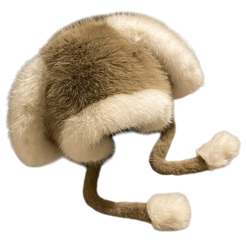 Rabbits Ears Hat Funny Plush Hat Unisex Animal Ears Flap Hat Softable Warm Hat for Girls and Ladies image 3