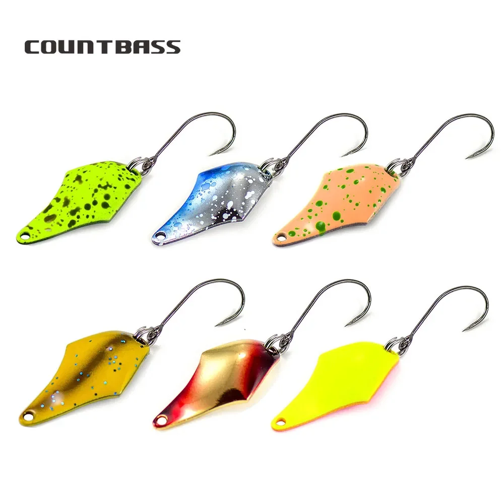 

COUNTBASS 6 шт. литая ложка 5/64 унций 2 г с крючком без бочек лосось форель щука окунь металлическая латунная рыболовная приманка