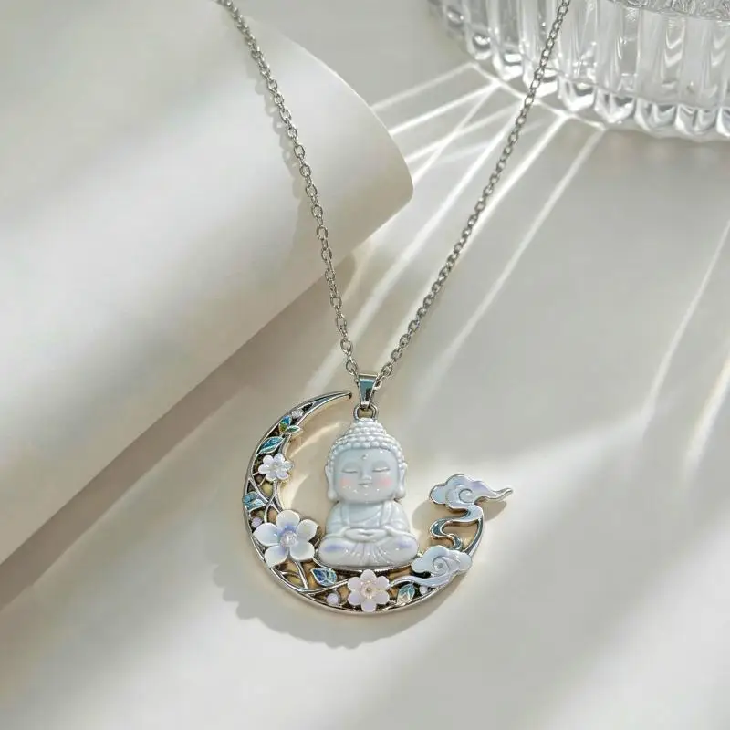 Nine Tailed Fox Enamel Pendant Necklace Cute Cartoon Mythology Design Lightweight Jewelry for Women Teen Girls Gift