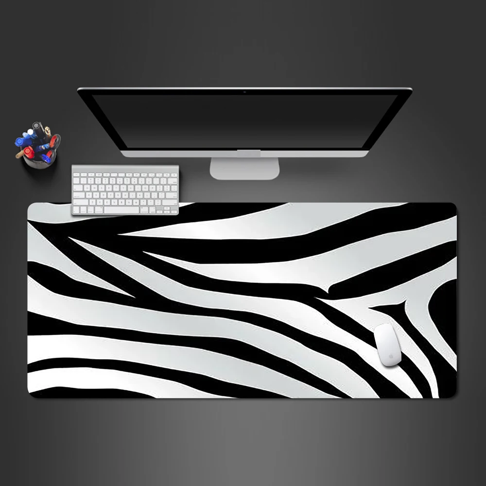 

Black and White Striped Zebra Pattern Mouse Pad Pc Gamer Accessories Anime Office Table Mat Carpet Rug Bureau Gaming Notebooks