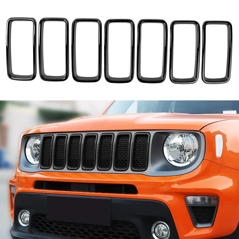 Front Bumper Racing Grille Insert Trim Ring Cover For Jeep Renegade 2019-2022 Air Vent Frame Trim Around Car Interior Accessory