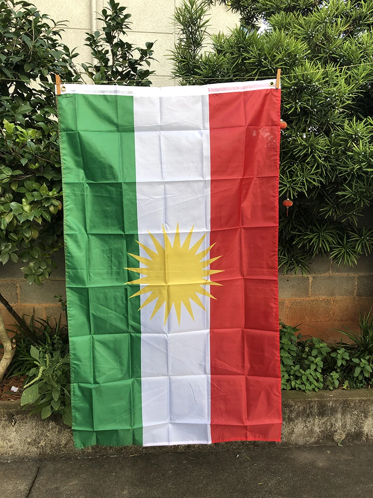 Z-ONE Free Shipping Kurdish flag 90*150cm Kurdistan Flag double Sides Printed Polyester Hanging Kurdish Flag Home Bannes