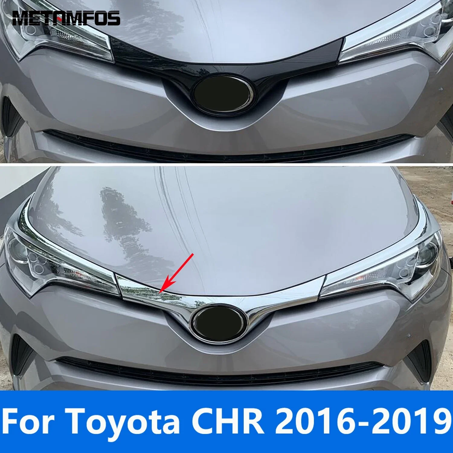 Accessories For Toyota CHR C-HR 2016 2017 2018 2019 Carbon Fiber Front Engine Grille Racing Grill Cover Upper Hood Molding Trim