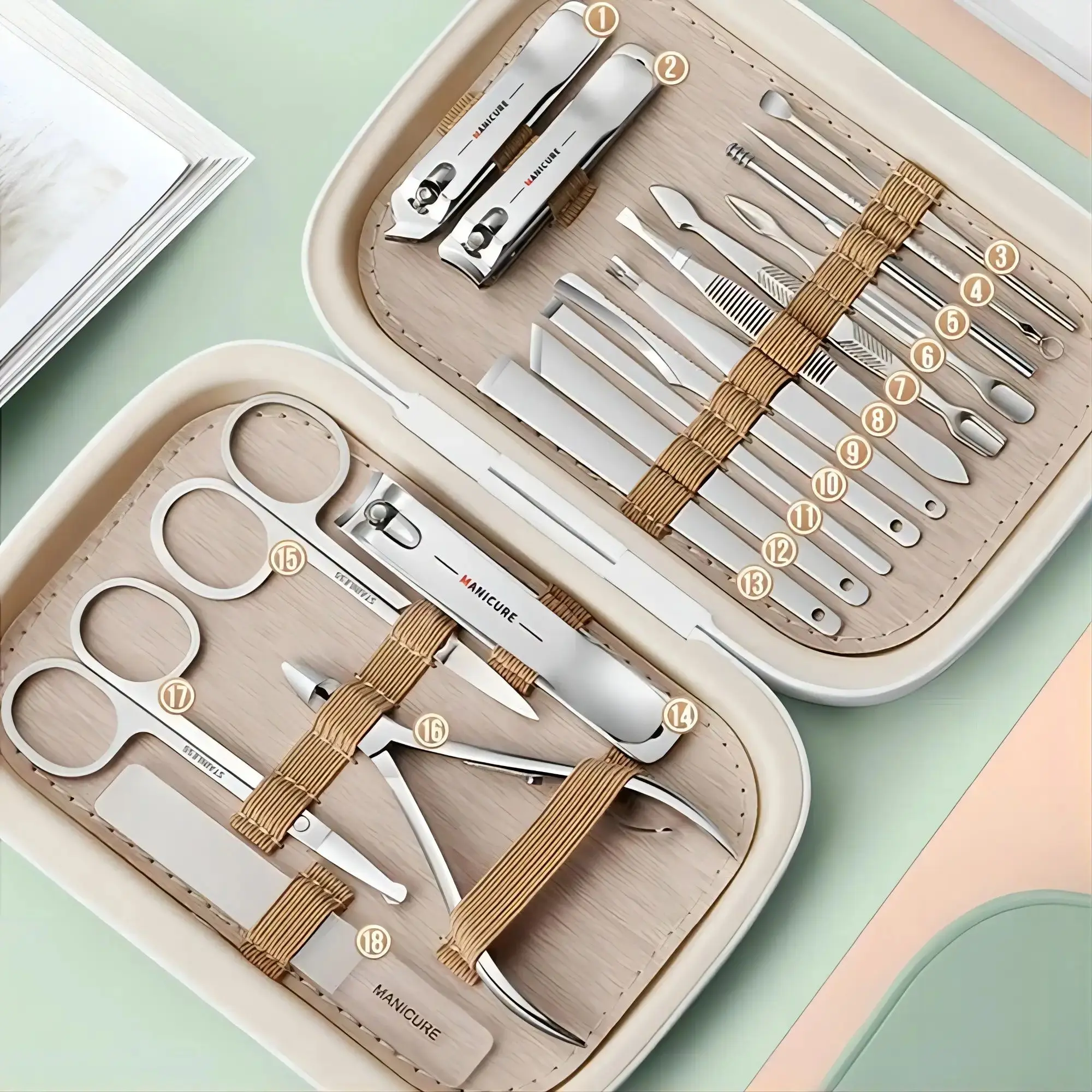 High quality 18-piece set A professional stainless steel nail clipper travel decoration package Nail and foot personal care tool
