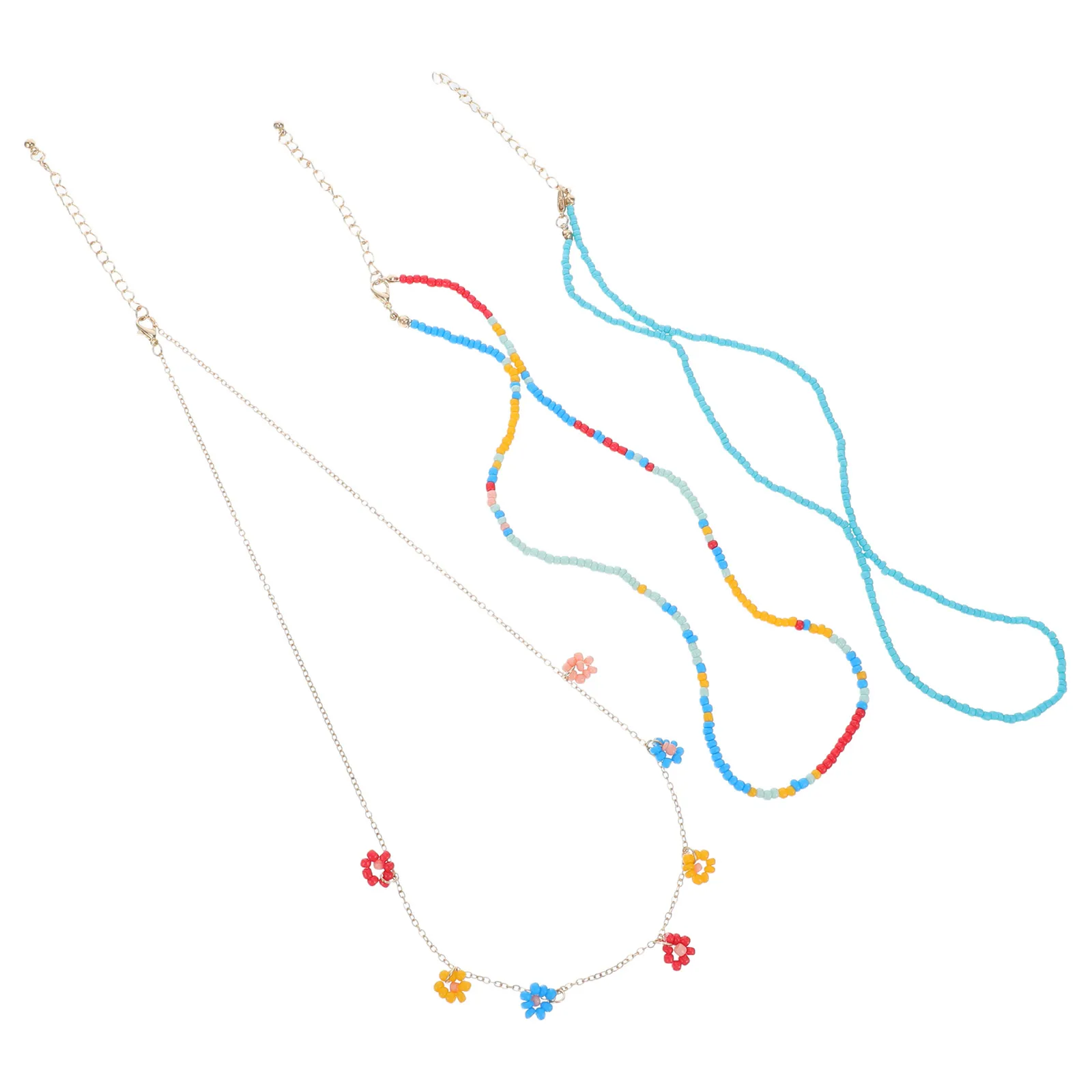 

Bohemian Necklace Women Jewelry Alloy Faux Rice Bead Clavicle Chain Ethnic Pendant Layering Beach Vacation Statement