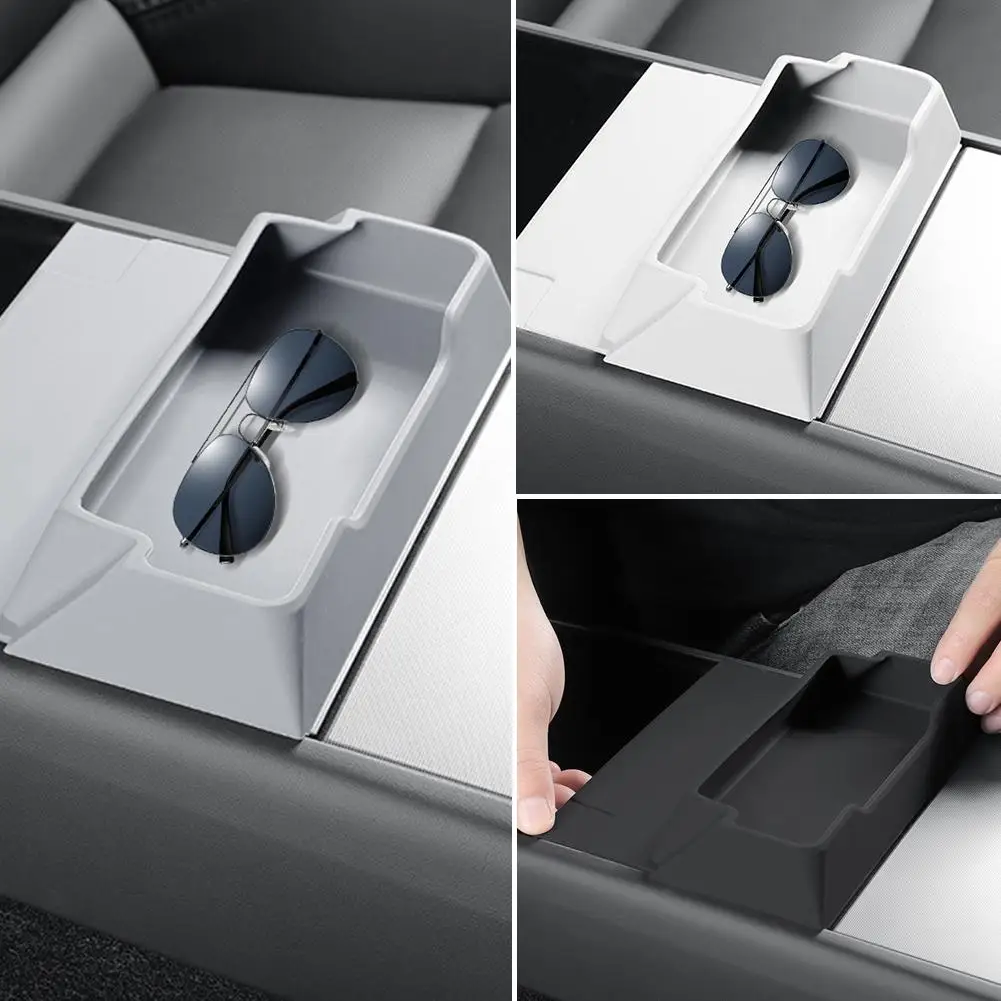 

Car Glasses Tray Center Console Armrest Storage Box For 25 Juniper Model3/Y Silicone Storage Box Accessories B3D3