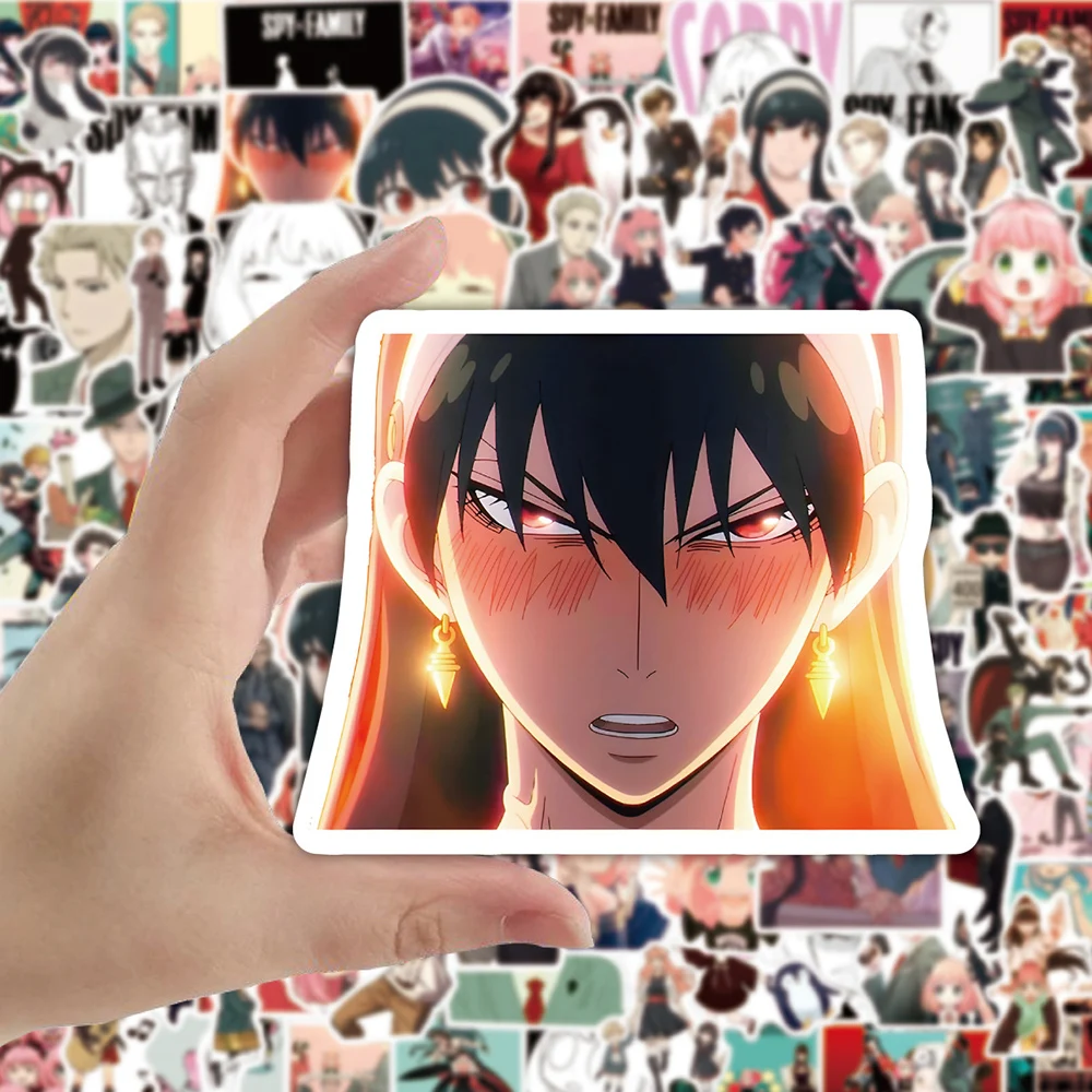 10/30/50/100 Uds dibujos animados Spy X pegatinas familiares Anime DIY portátil monopatín teléfono coche fresco impermeable niños pegatina juguete calcomanías regalo