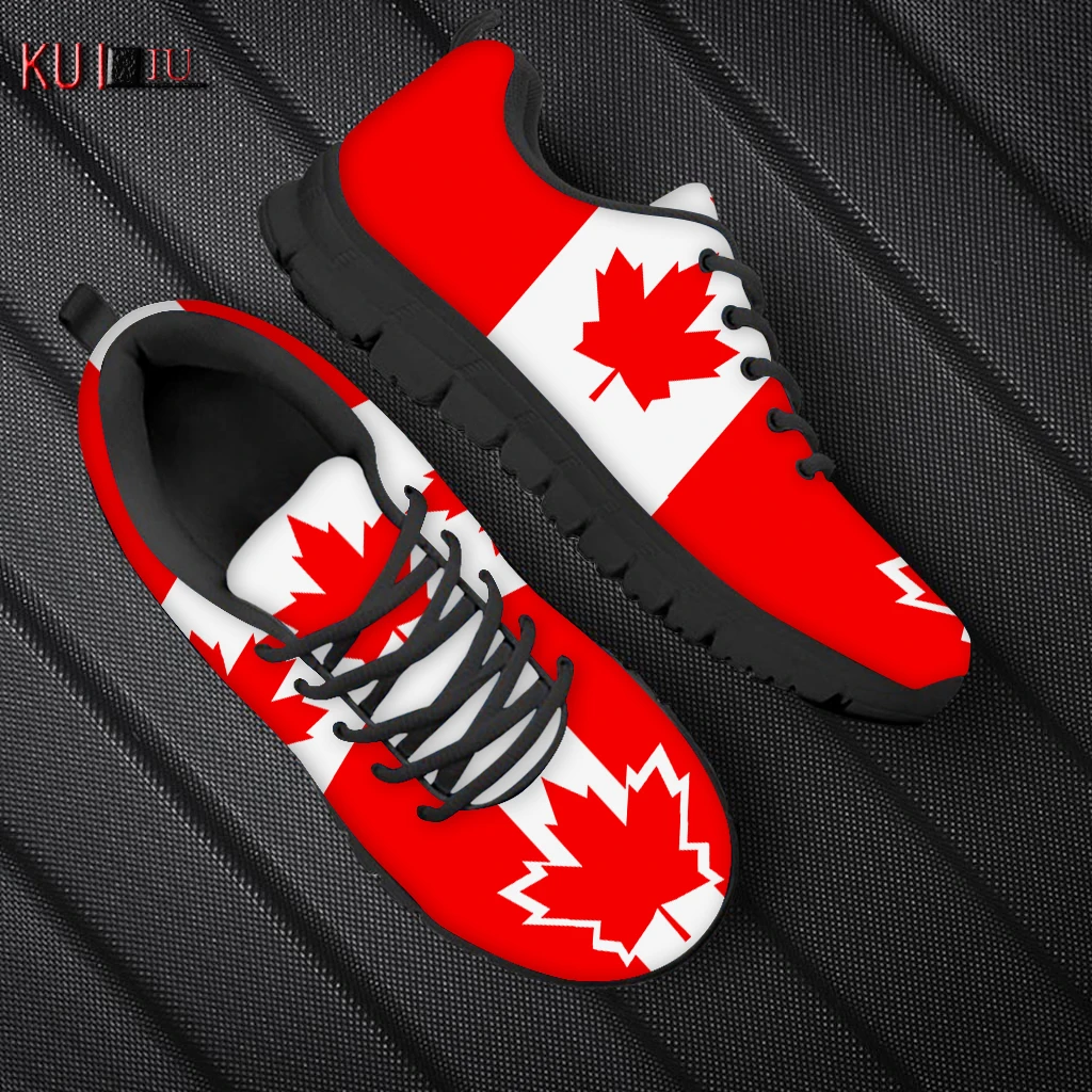 KUILIU Fashion Canada Flag Print Shoes Comfortable Men Women Air Mesh Sneakers Lightweight Couple Unisex Sports Shoes Dropship