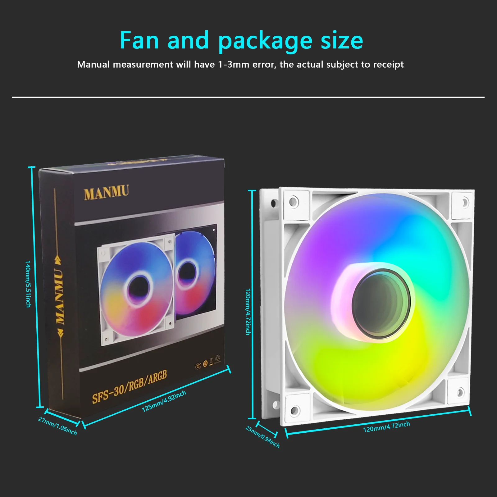 MANMU وحدة المعالجة المركزية مروحة التبريد الكمبيوتر Rgb مروحة 120 مللي متر الكمبيوتر برودة مضيئة مروحة مشعاع الكمبيوتر برودة