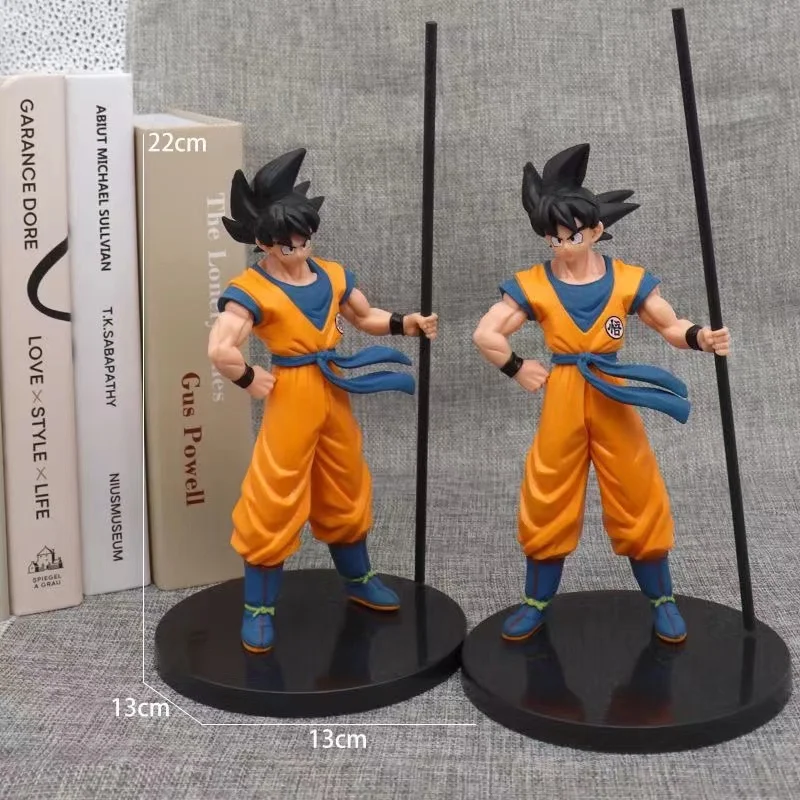 Dragon Ball Anime Figure 22Cm Adult Son Goku Support The Stick Standing Pvc Action Figure Collection Model Toy for Children Gift