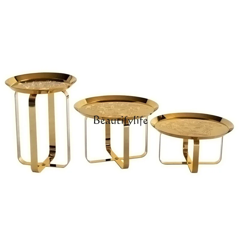 Stainless Steel Sofa Corner Table Simple Modern Living Room round Tea Table