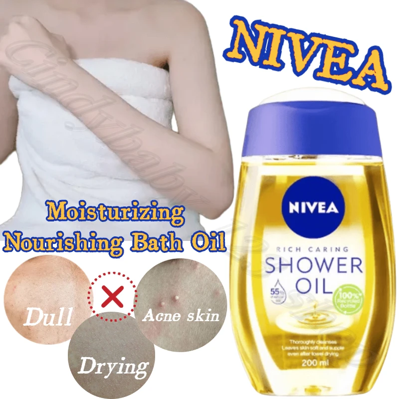 Óleo de Banho Hidratante e Nutritivo Nivea, Limpeza Profunda Corporal, Melhora a Cor da Pele Seca e Desuniforme, Gel Duche 200ml