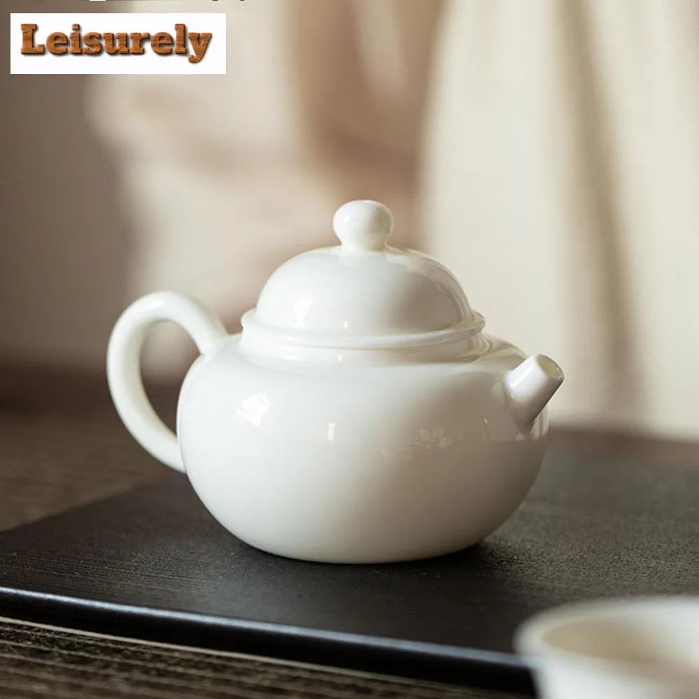 

120ml Handmade Mutton Fat Jade White Porcelain Teapot Aesthetic Pot Tea Making Kettle White Tea Teaware Accessories Ornaments