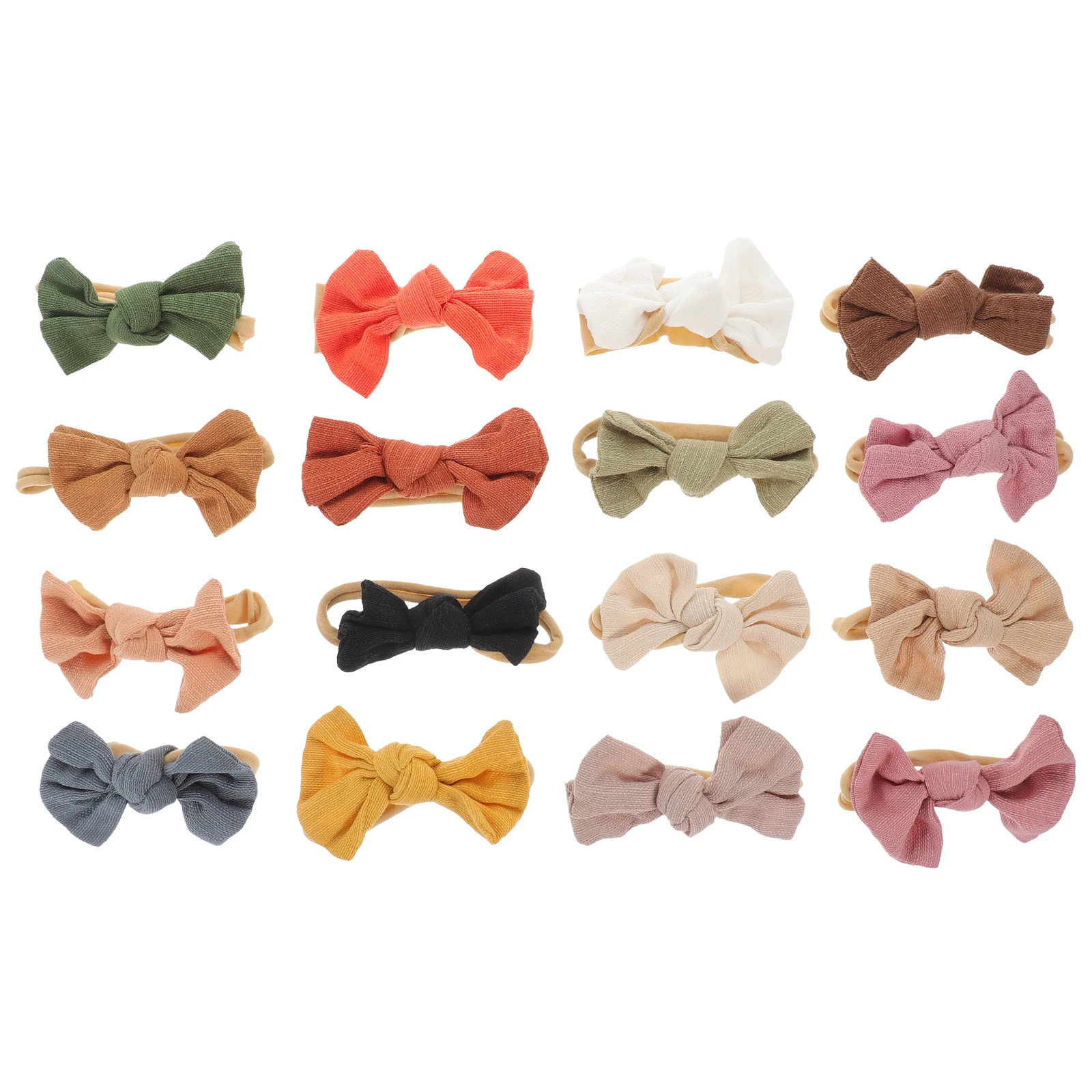 

16pcs Bowknot Scrunchies Ties For Girls Elastic Ponytail Holders Soft Durable Nylon Hair Accessories Party Daily Use Women Kids
