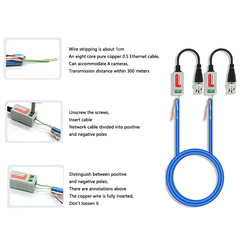 1/2/5/10 пар BNC видеобалун разъем пассивный трансивер 3000FT расстояние UTP балун мужской кабель CAT5 для аксессуаров для камер видеонаблюдения