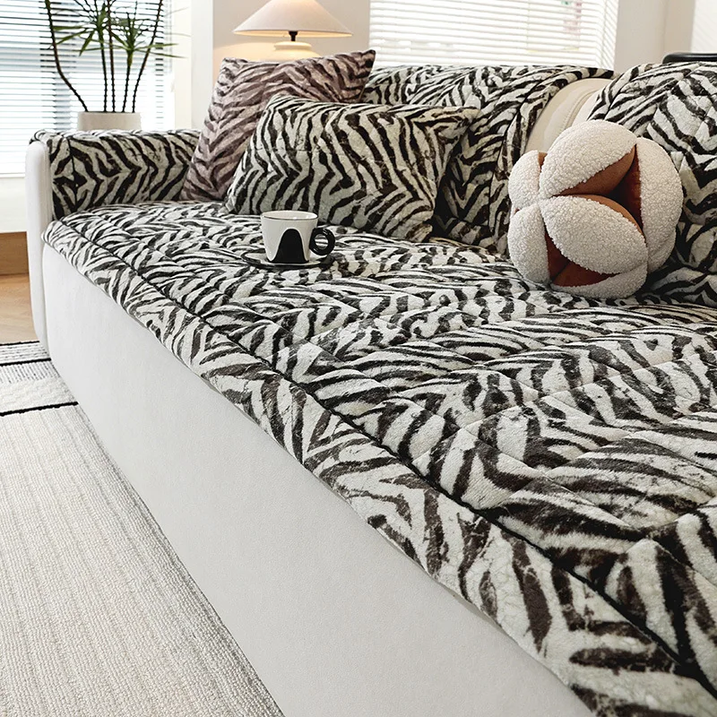Thickened Straight Row Sofa Cover Fabric One-piece Anti Slip Sofa Cushion Cover Skin Friendly Simple Autumn and Winter Season