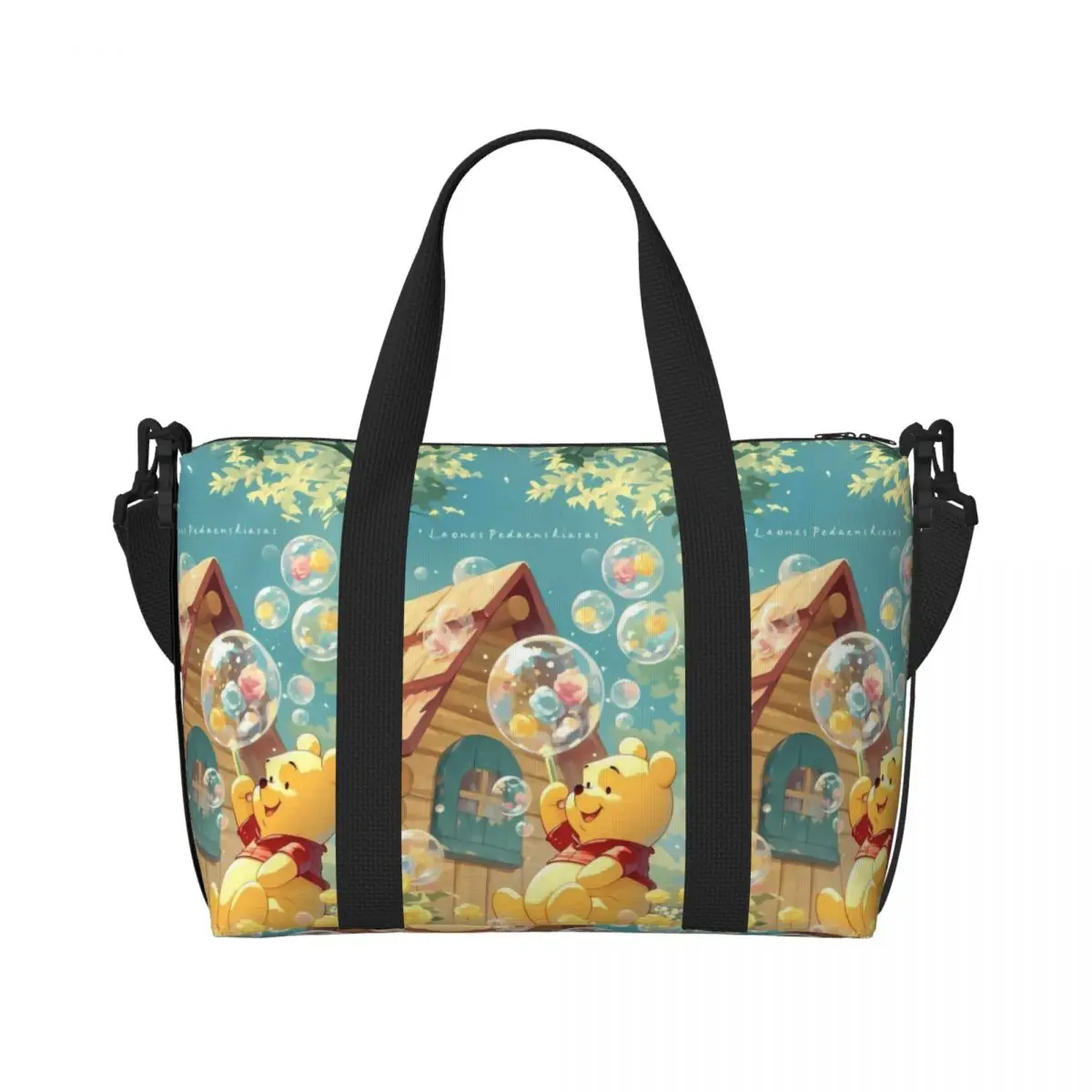 

Очаровательная сумка-тоут Винни-Пух на заказ, женская большая вместительная сумка с желтым медведем, спортивные пляжные дорожные сумки