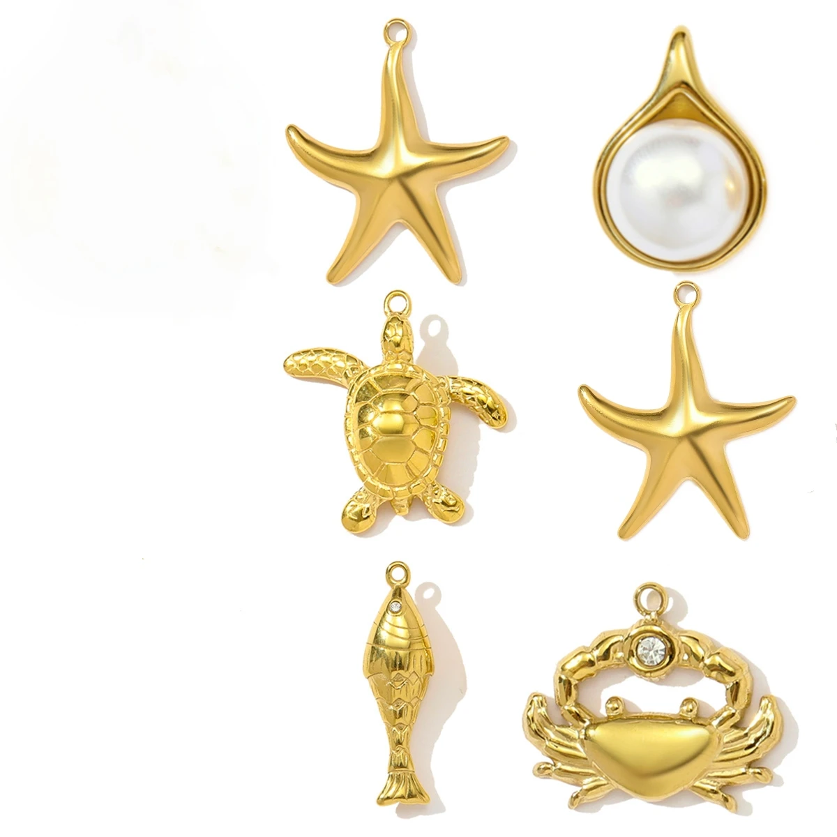 

3Pcs/Lot Stainless Steel Starfish Charms Fish Turtle Pendants For DIY Making Necklace Earrings Jewelry Accessory Wholesale