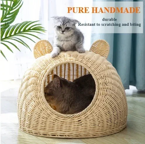 

Hot sale new arrival Hand-woven natural Willow cat cage outdoor cat cage indoor for pet houses pet nest