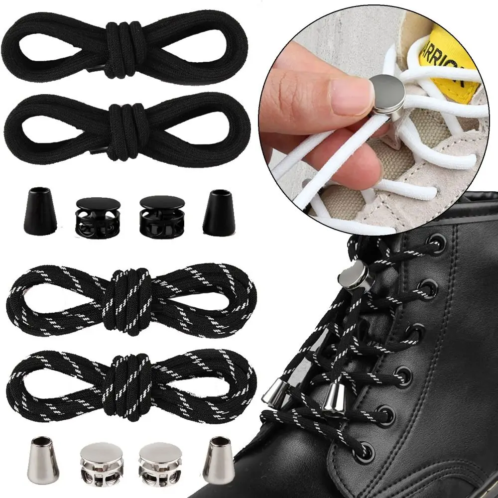 1Pair Shoe Strings Locking No Tie Shoelaces Man Women Stretching Elastic Lazy Shoe Laces Rubber Bands Sneakers Quick Shoelaces