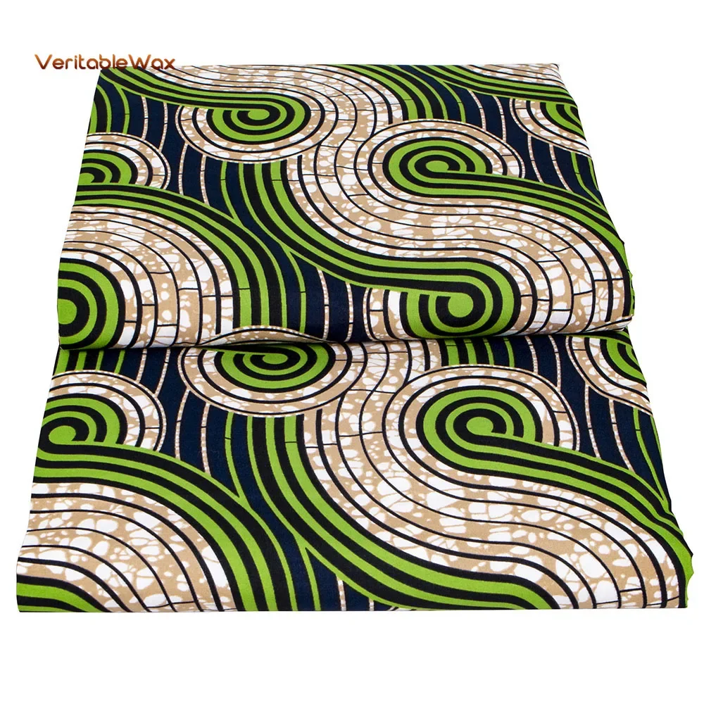 Fabric By Yard for Dresses Africa Green Ankara Prints Batik Pagne Wax Fabric 6 Yard African Dress Craft DIY Nigeria Tissu FP6531