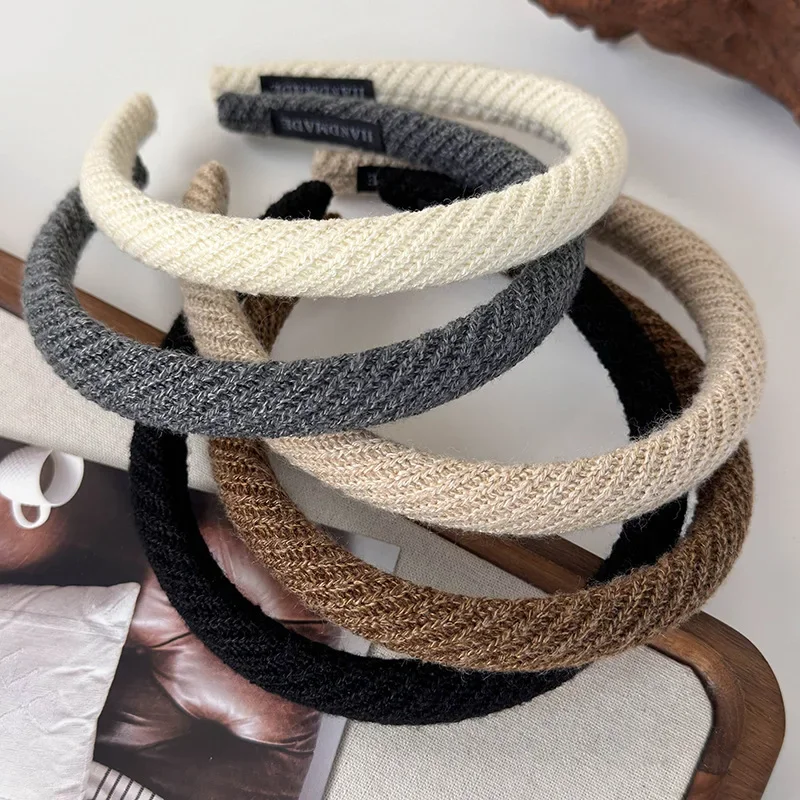 Autumn/winter New Woolen Knitting Twill Headband for Woman Girl Retro Elegant Hair Hoop Hair Band Lady Fashion Hair Accessories