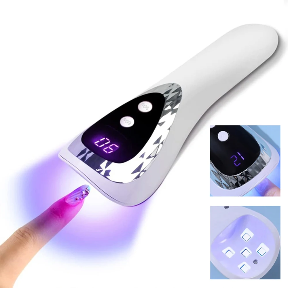 

YIKOOLIN Handheld UV LED Nail Lamp USB Rechargeable Mini Manicure Lamp Nail Dryer With 5 Lamp Beads Quick Drying Gel Nail Polish