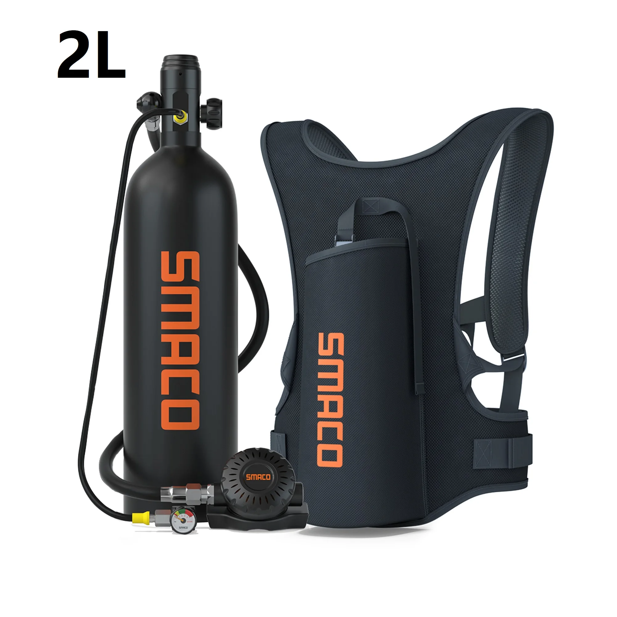 

SMACO-2L Mini Oxygen Tank, Portable Underwater Breathing Device, Scuba Diving Cylinder, Snorkeling Set