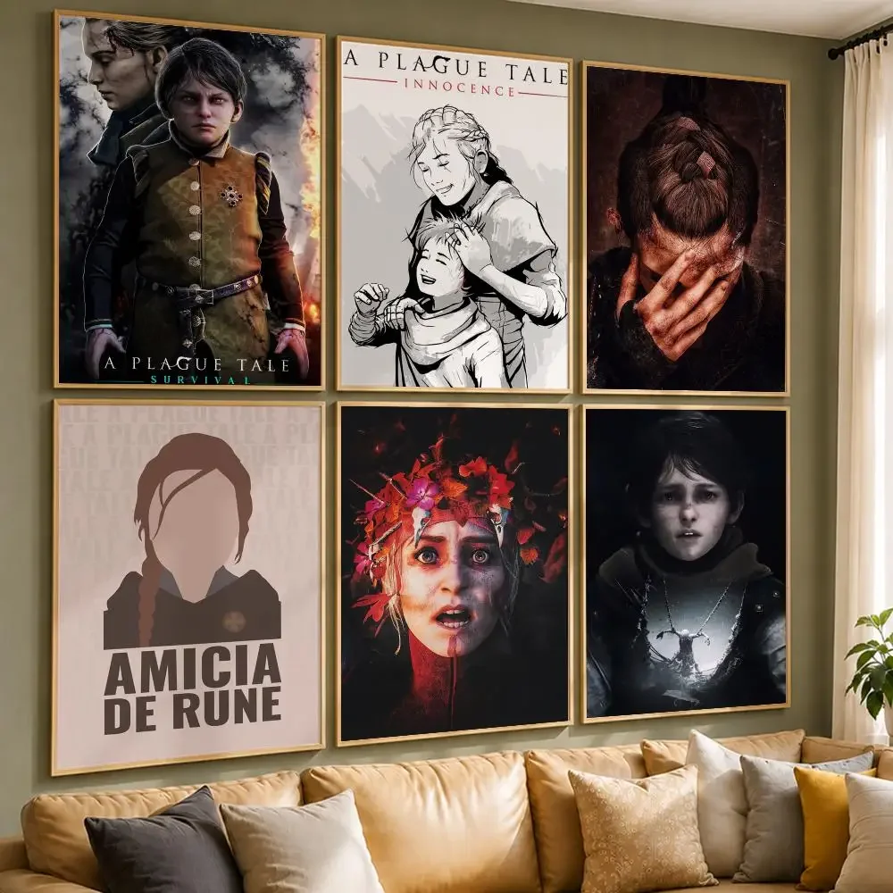Dark Game A Plague Tale: Requiem Poster Vintage Retro Anime Poster Stickers Peel and Stick Wall Art Home Decor