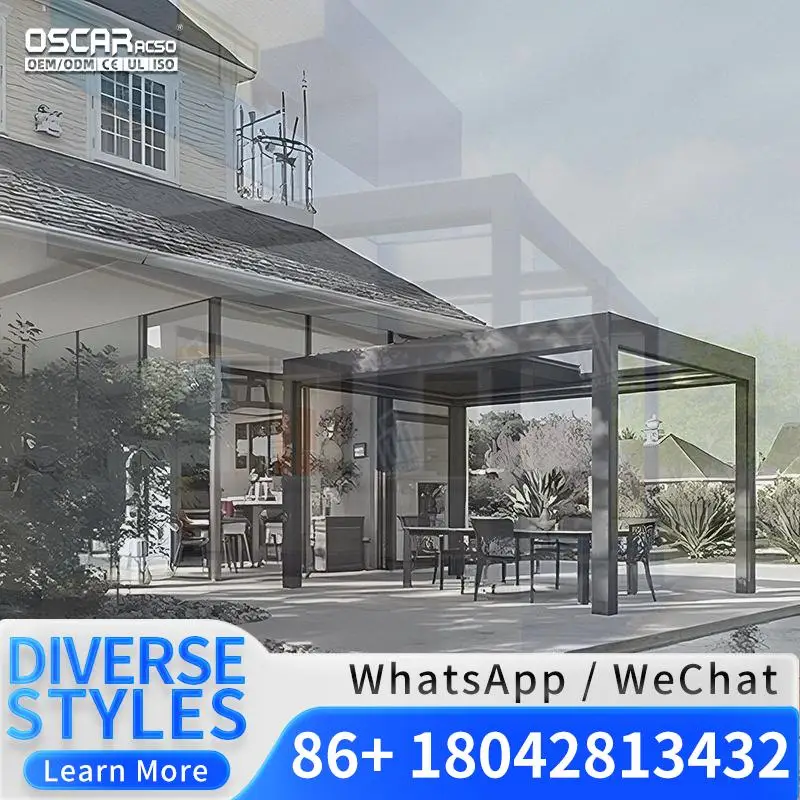 Motorised Outdoor Aluminium Louvre  Garden Gazebo New Design Waterproof Pergola