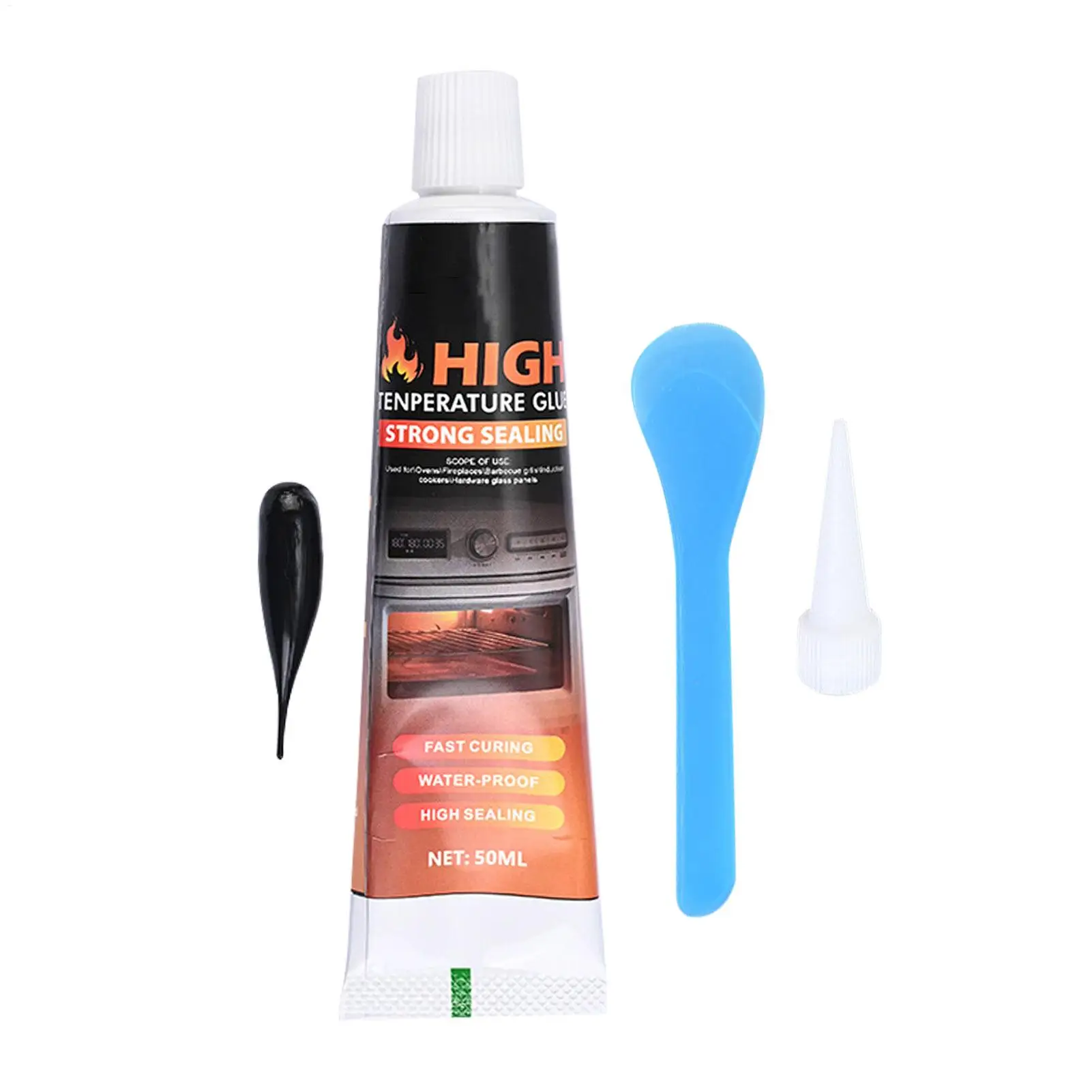 Heat Resistant Glue High Temp 50ml Silicone Sealant Oven Panel Bonding Adhesive Metal Glass Repair for Stove Microwave Kitchen
