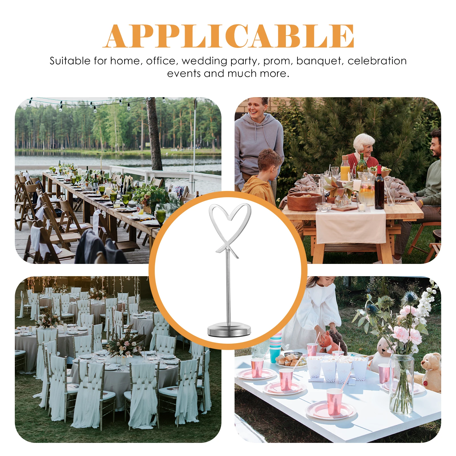 

Heart Shaped Table Number Holders Place Card St for Wedding Banquet Decorations Picture Frame Name Tags Displays