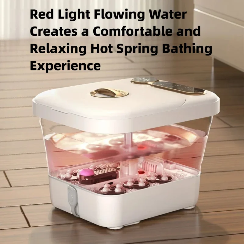 Automatic Foot Spa Bath Massager with Heating Touch Panel Electric Roller for Feet Washing Fatigue Relief Relax Gift for Mom Dad