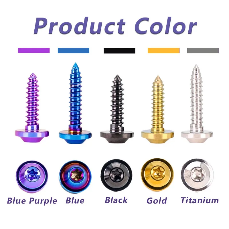 1pc Titanium Tamper Proof Torx Screw M4 M5 Truss Head Self-Tapping For Motorcycle License Plate Trim Panel Upgrade Salt Resistan