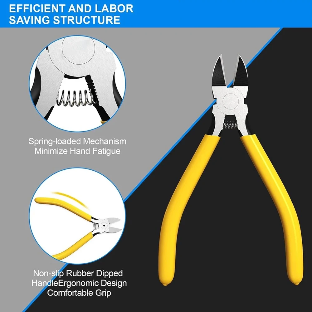 Natalink 5 Inch Ultra Sharp Wire Cutters with Flat Surface Blade Durable Wire Cutter Nozzle Pliers for Cutting various cable