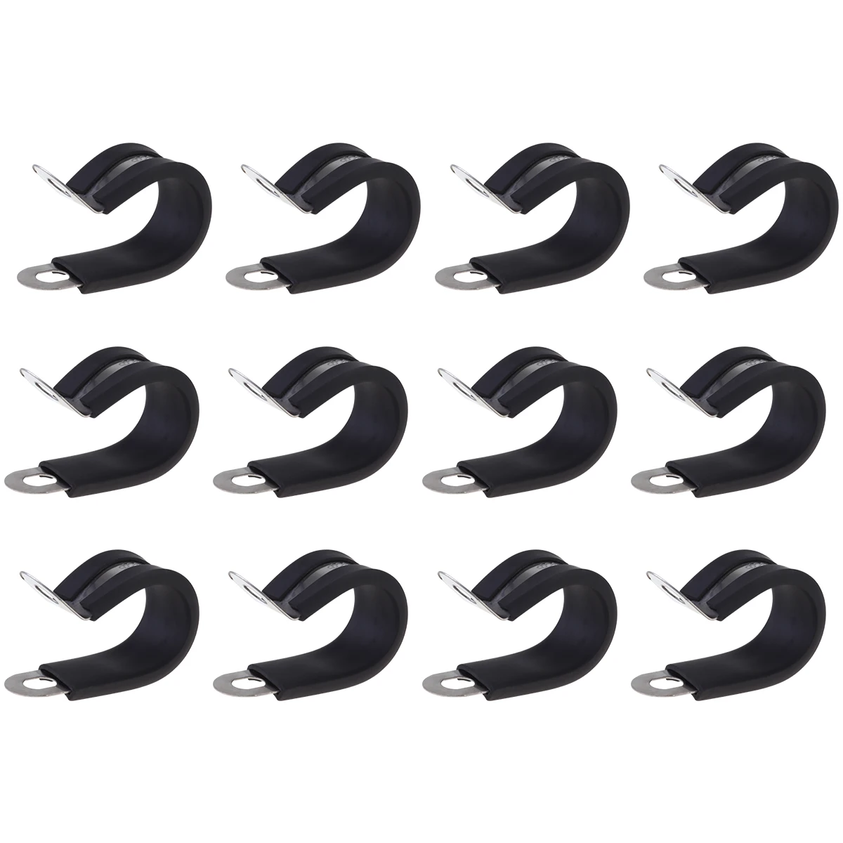 

12pcs Practical R-Type Cable Clip Multifunctional Wire Clamp Convenient Fixing Clip for Home Factory (Black, 5x3x1.8cm)