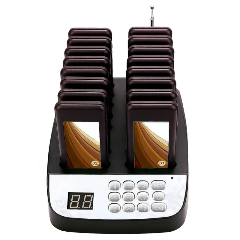 Wireless Guest pager Queuing System Restaurant equipment with 1 Transmitter 16 Pagers Retekess T113