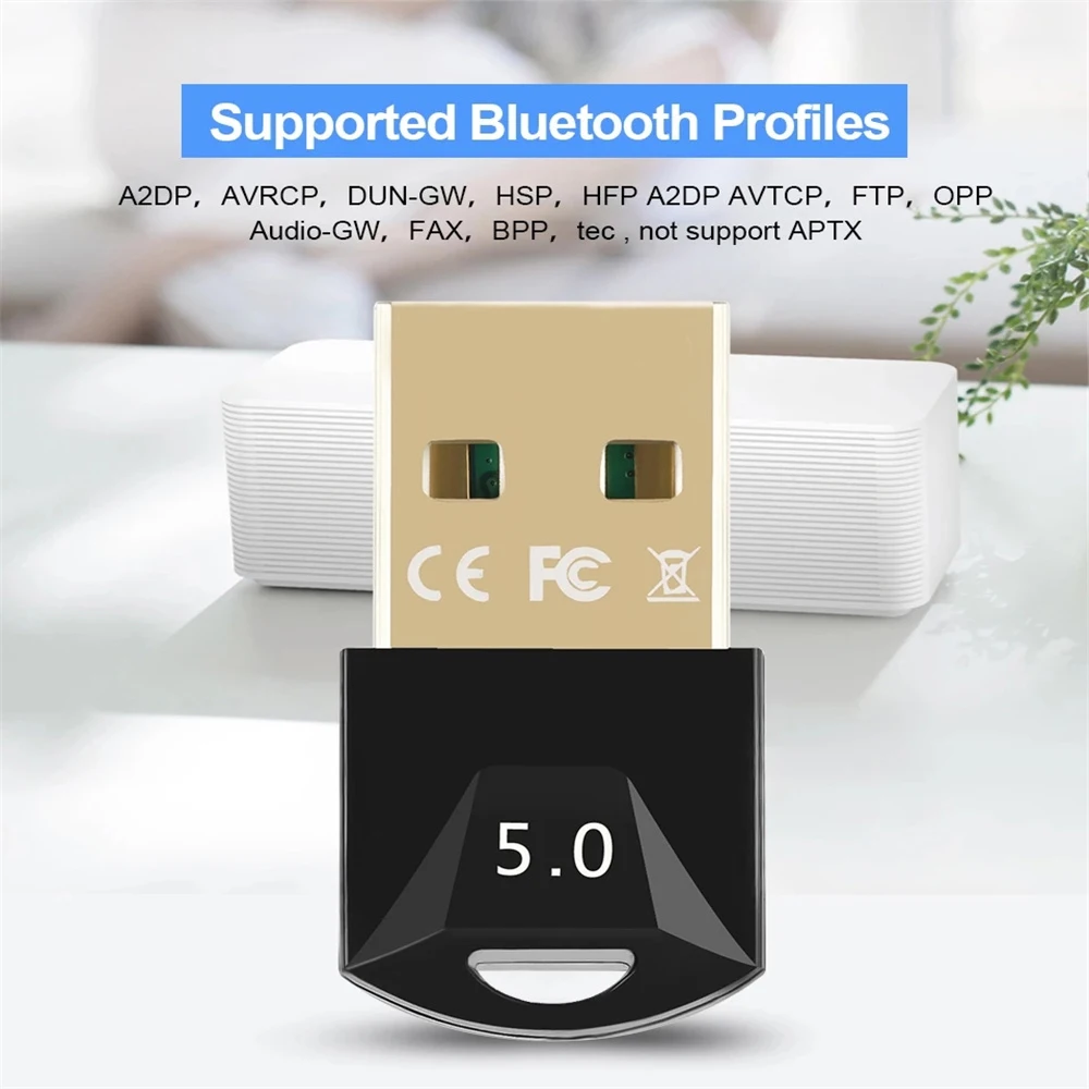 

USB EDR+BT V5.0 Adapter Wireless Connection Dongle Bluetooth-Compatible Auto Pairing Low Latency Plug & Play NK-Shopping