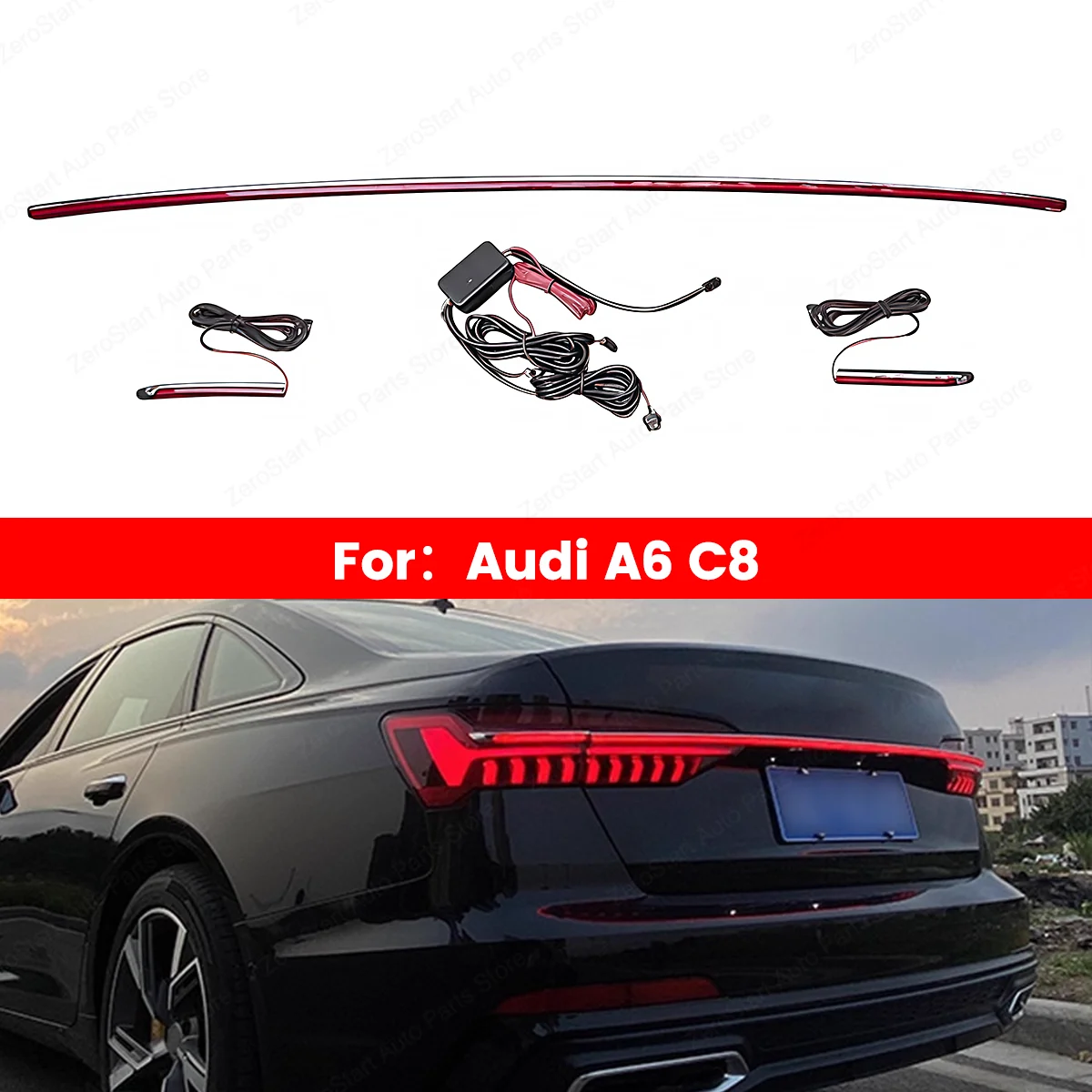 

Through Tail Lights For Audi A6 A6L C8 Dynamic Flowing Light Tail Lamp Ambient light 2019-2024 Brake Light Rear Bumper Taillamps