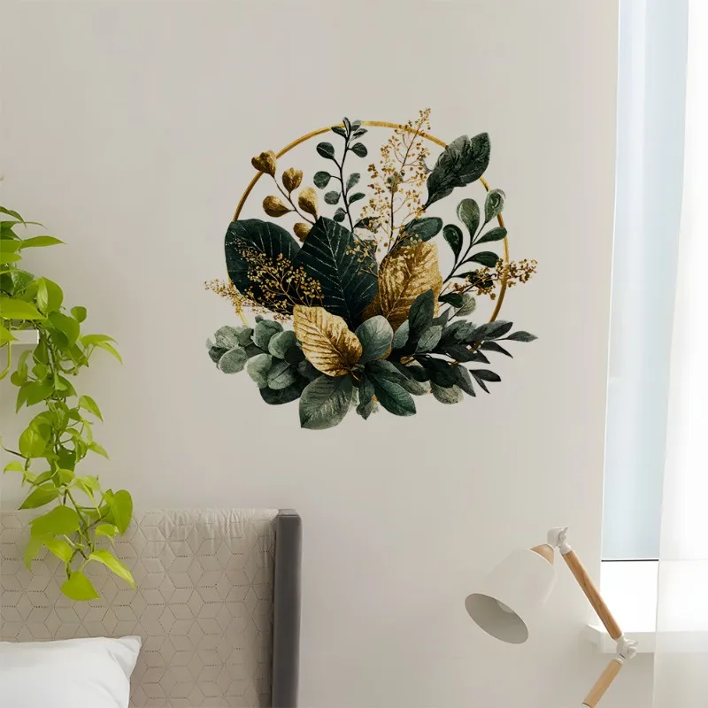 Self-Adhesive Fresh Green Plant Wall Stickers Creative Bedroom Home Background Decor Decals