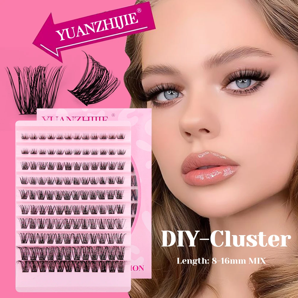 

Factory Wholesale DIY Lash Clusters 8-16mm Mix Length Easy to Graft Full Dense 3D Russian Volume Eyelash Extension by YUANZHIJIE