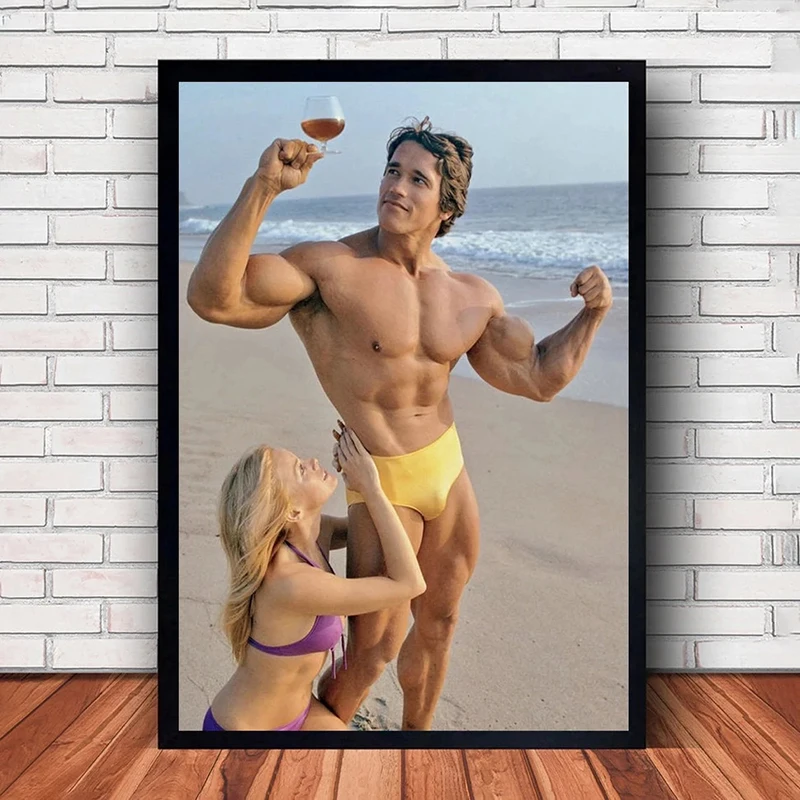 Schwarzenegger Bodybuilding Art Poster Canvas Wall Art Painting Fitness Inspirational Pictures for Gym Home Room Decoration