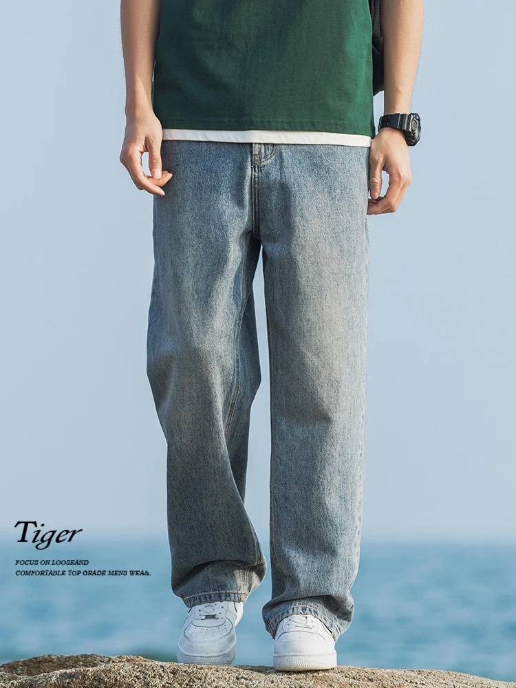 

Мужская рабочая одежда American Sle, джинсы, весенние модные свободные прямые повседневные длинные брюки, молодежная одежда, смесь хлопка и полиэстера