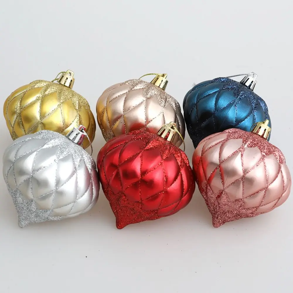 Elegant Fine Texture Christmas Ball Pendant Plastic DIY Christmas Balls Ornament Shiny Painted Thread Ball Scene Layout