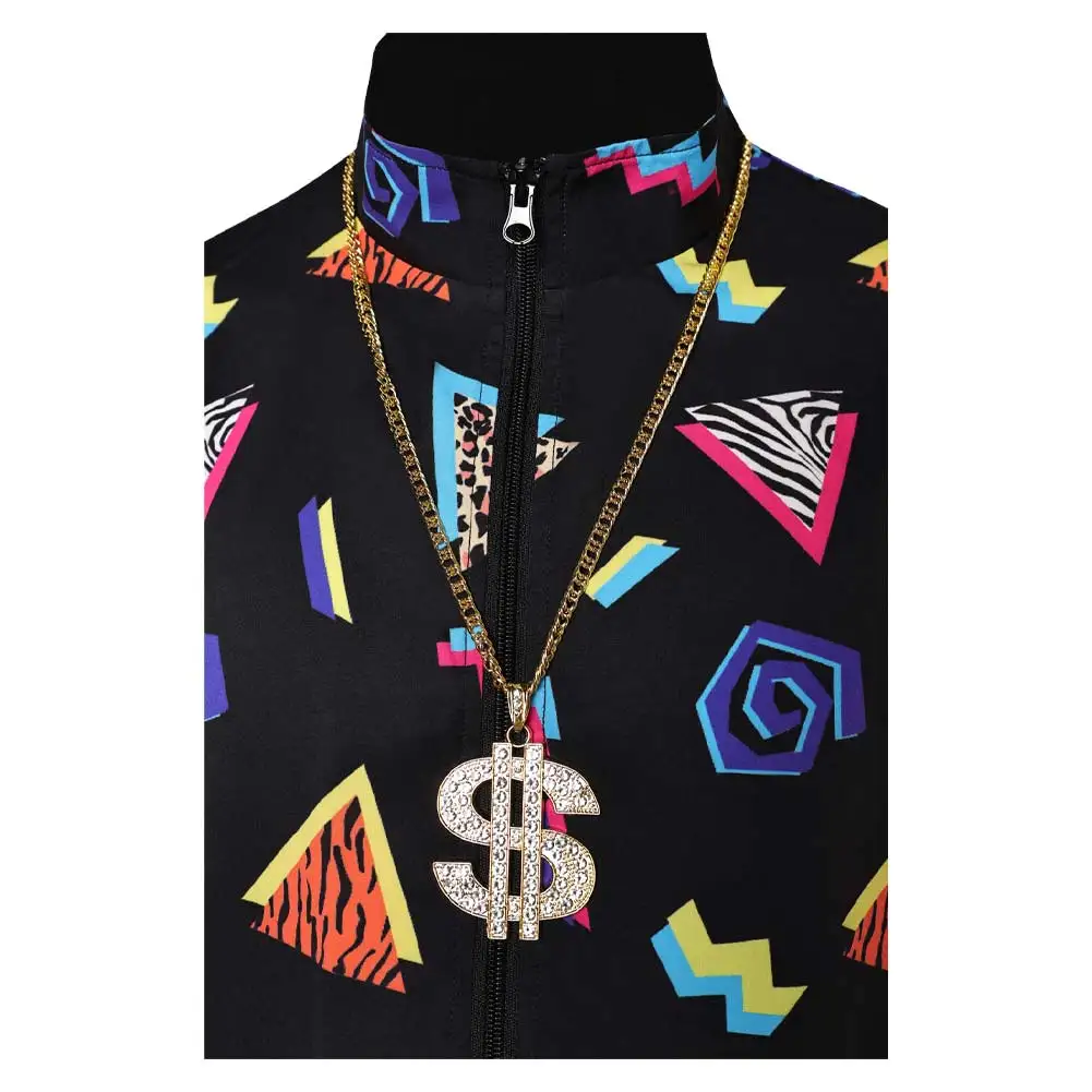 힙합 디스코 성인 코스프레 캐주얼 재킷 바지 모자 안경 정장, 레트로 히피 코스튬 변장 남성 할로윈 의상, 70 년대 80 년대