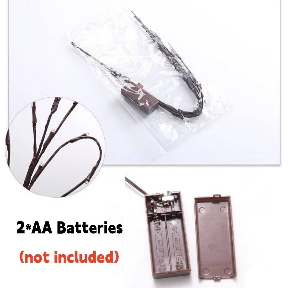 20 المصابيح/م شجرة فرع ضوء بطارية تعمل بالطاقة الأزرق الوردي الأرجواني الدافئة الأبيض 70 سنتيمتر فرع مصباح عيد الميلاد الزفاف المنزل زهرية الديكور