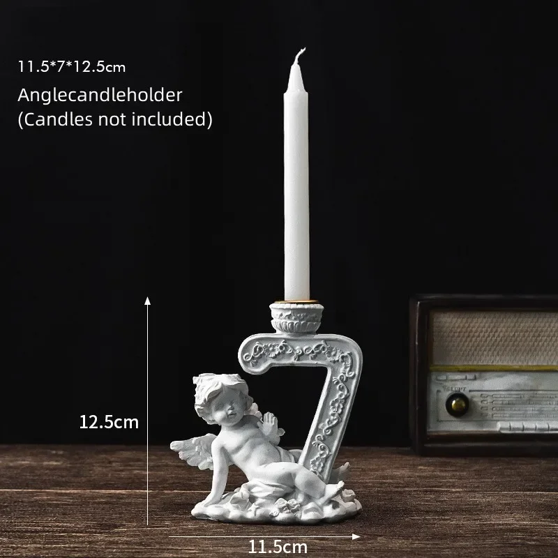 

Romantic White Angel Cupid Candle Holder Resin Ornaments Decoration and Accessories for Table European Living Room Home Decor