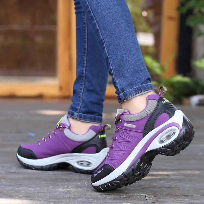 Zapatillas deportivas con plataforma para mujer, zapatos informales antideslizantes para senderismo al aire libre, calzado de escalada a la moda